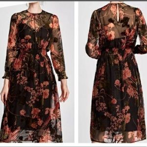 Zara sheer floral dress
